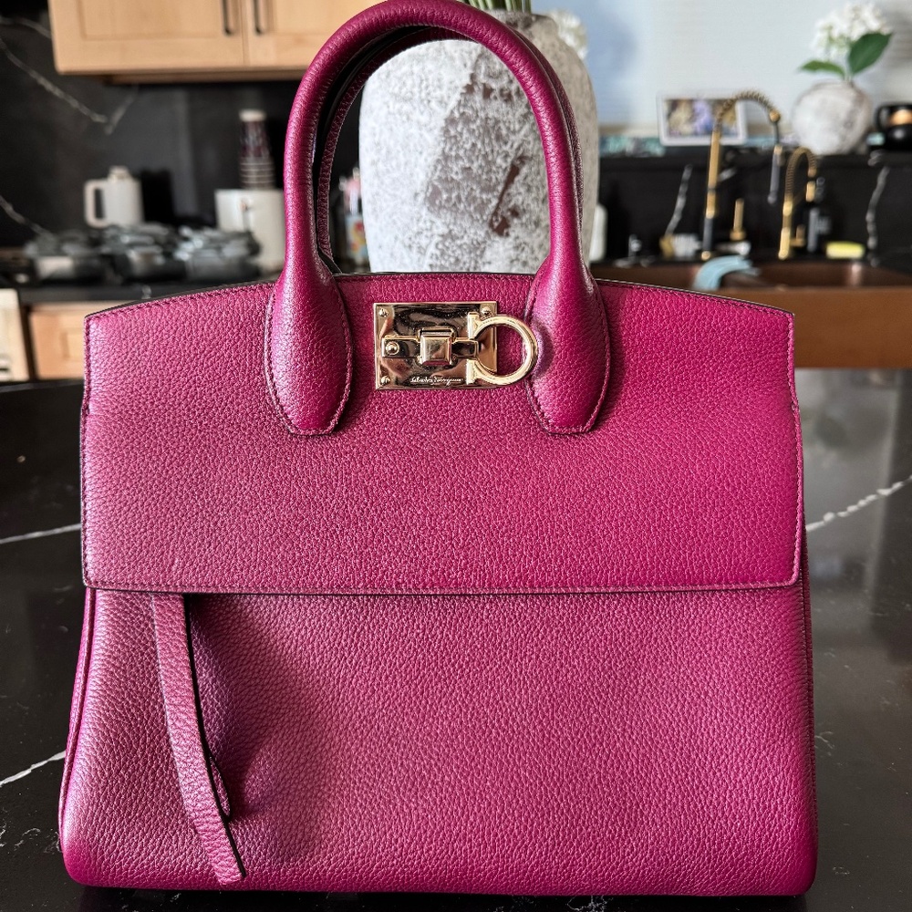 SALVATORE FERRAGAMO  Calfskin Medium Studio Bag Lollipop